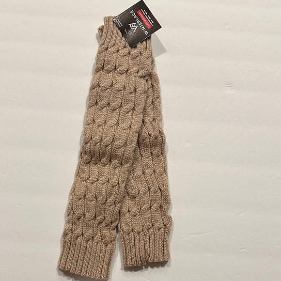 Winterlace acrylic Knit Tan leg warmers OS - Picture 3 of 3